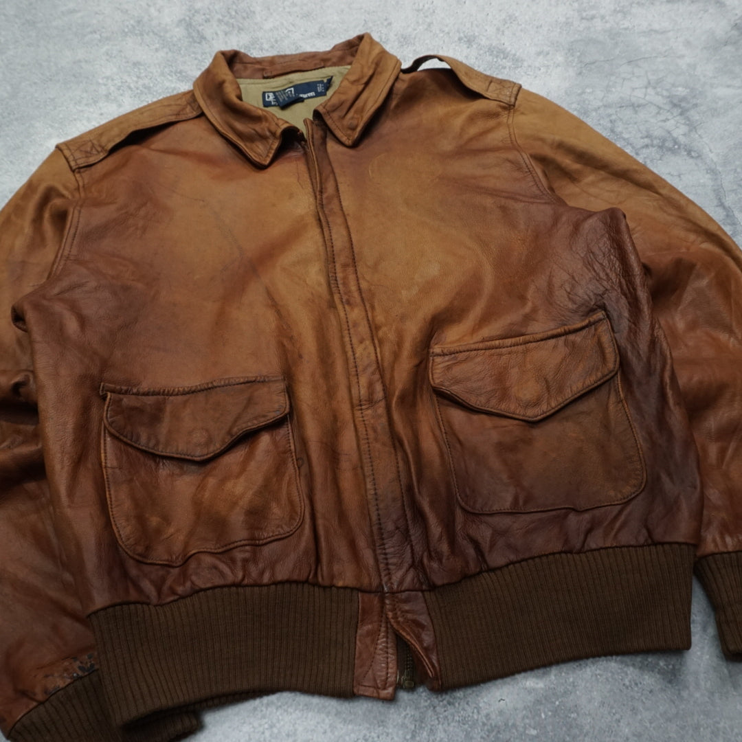 90s Polo Ralph Lauren Aviator Leather Jacket