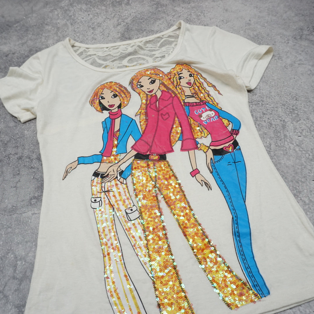 2000s Graphic Sequin Top