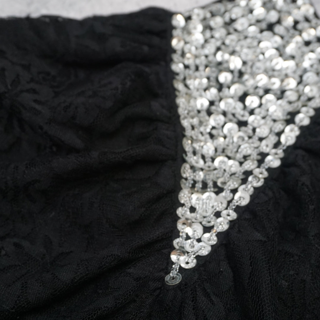 2000s Lace Halter Sequin Top