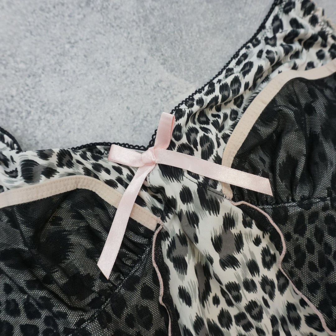 2000s Don Dons Leopard Print Mesh Dress Slip
