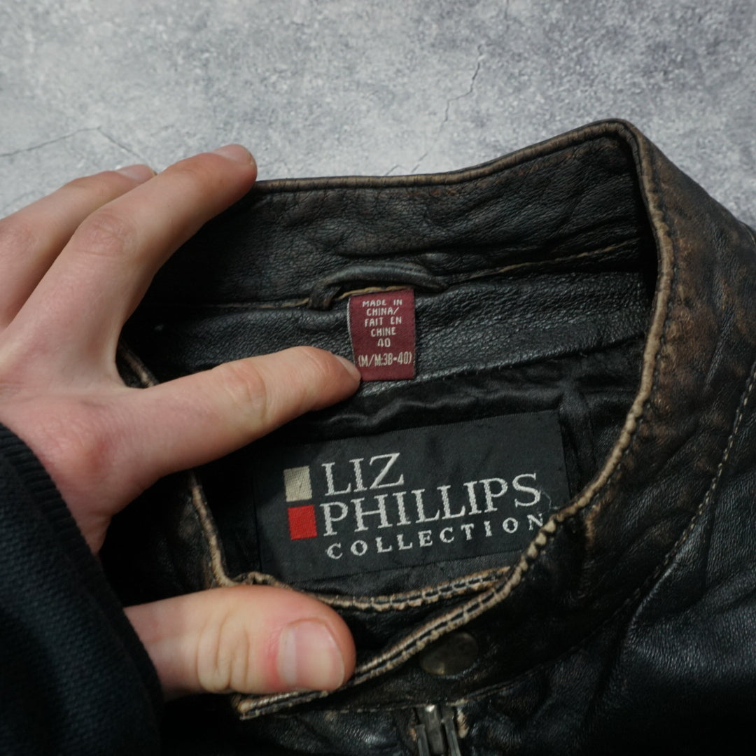 2000s Liz Phillips Racer Leather Jacket