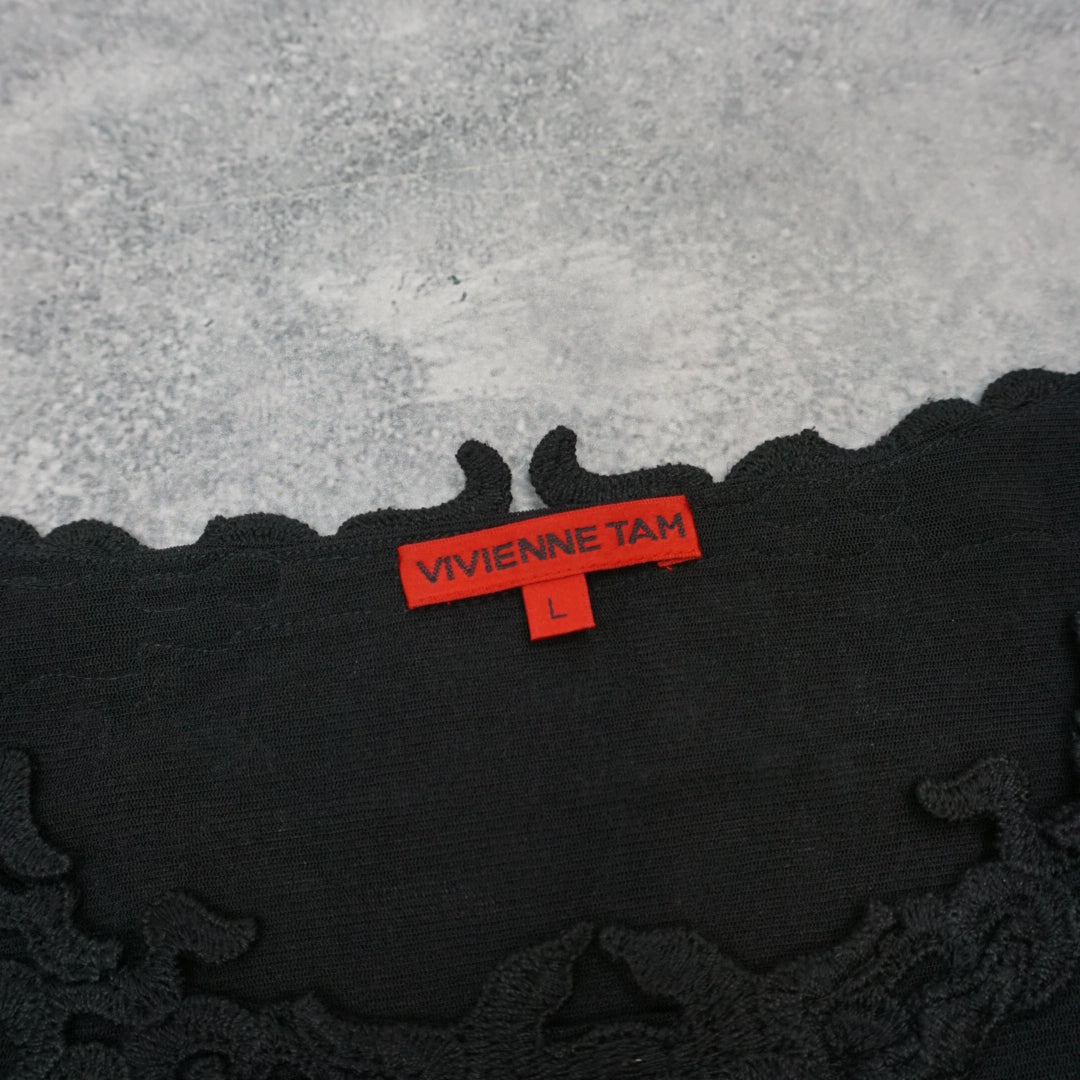 Vivienne Tam Embroidered Lace Long Sleeve Top