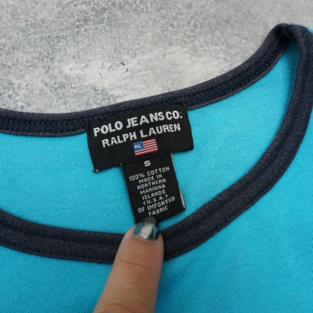 90s Polo Jeans Co. Ralph Lauren Spellout Ringer Cropped T-Shirt