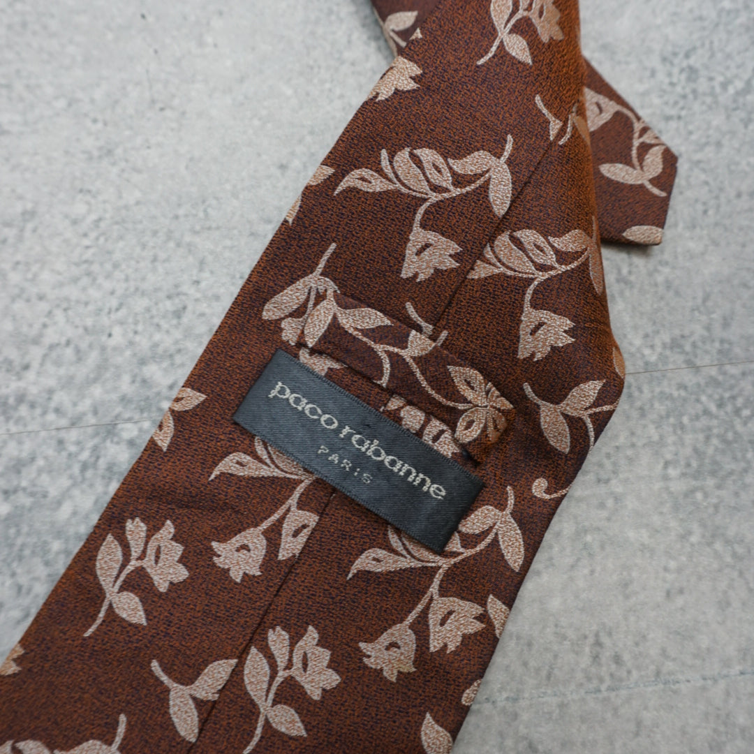 2000s Paco Rabanne Floral Silk Scarf Tie