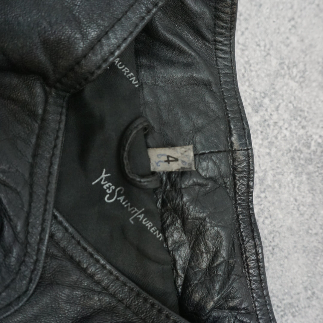 2000s Faux Yves Saint Laurent Leather Vintage Coat