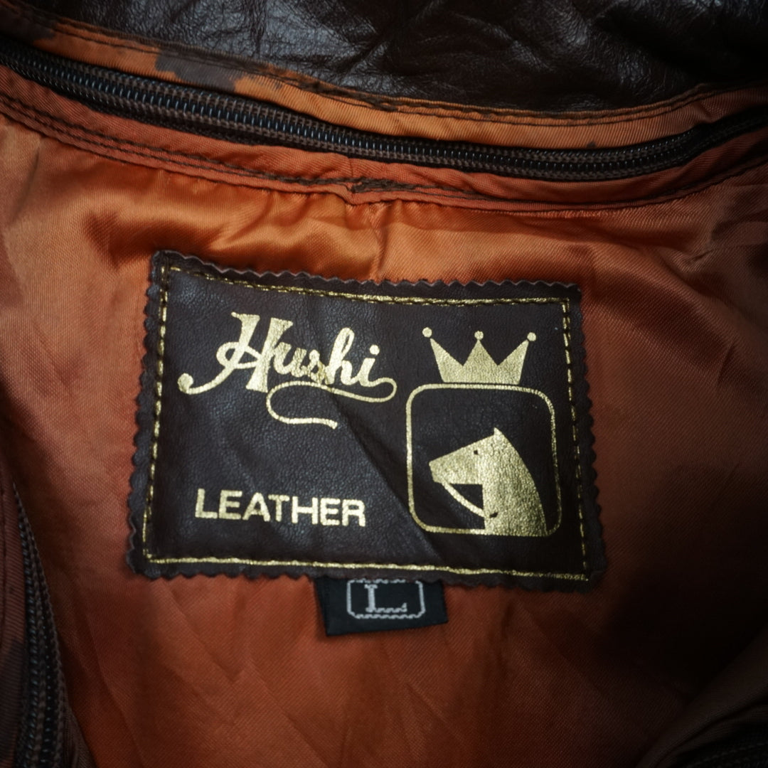 90s Hushi Bomber Leather Jacket