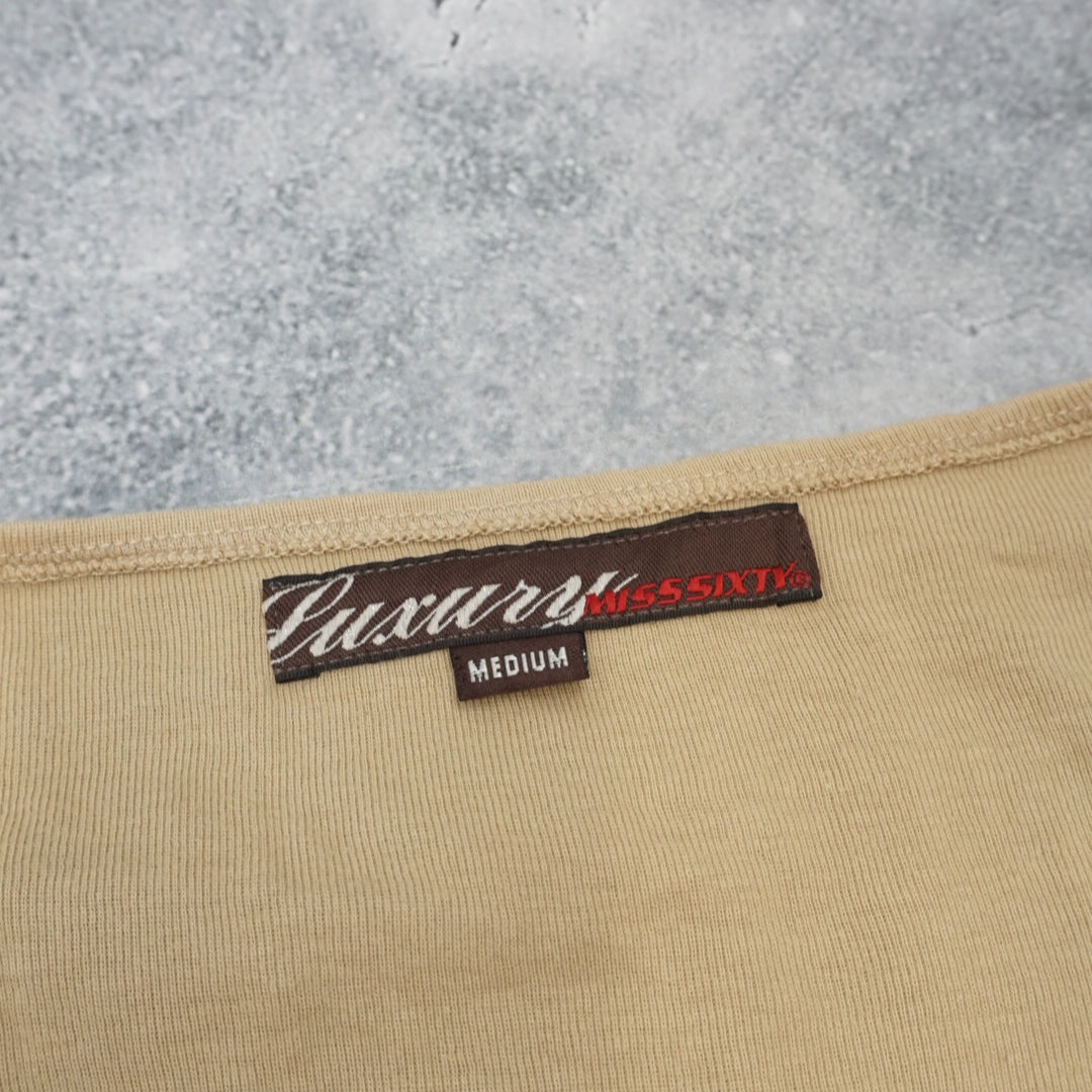 2000s Miss Sixty Luxury Bow Graphic Top Long Sleeve