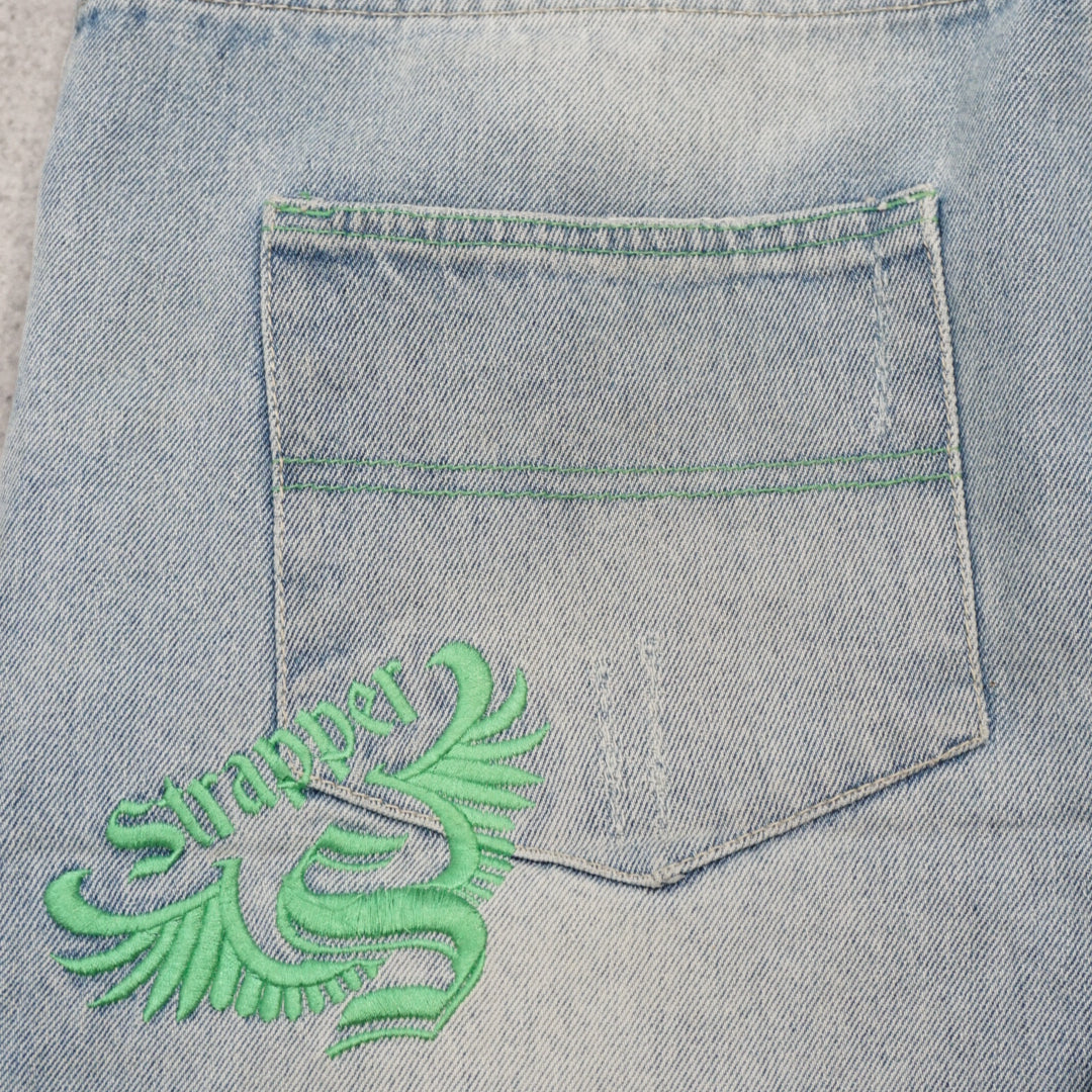 2000s Strapper Embroidered Baggy Jorts