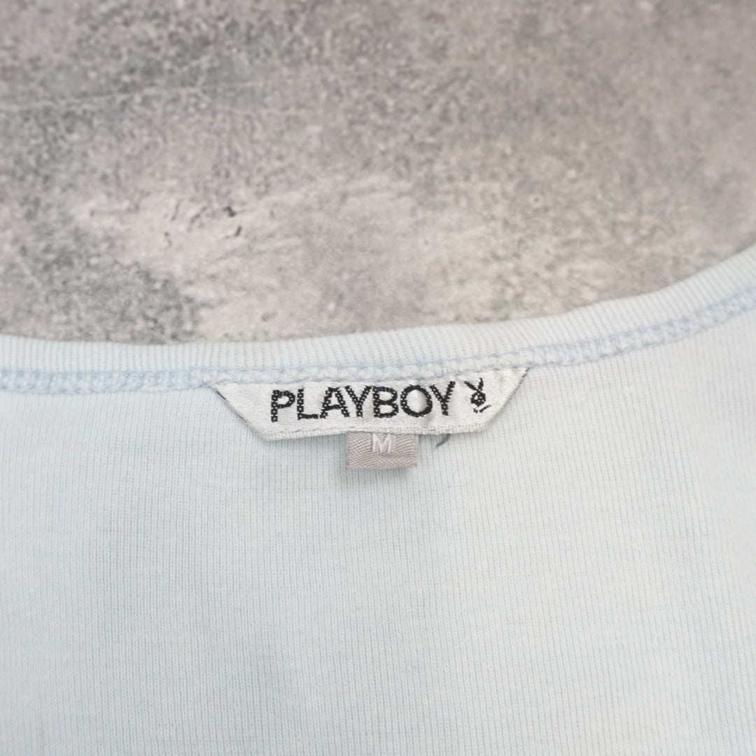 2000s Playboy Baby Tee Glitter Bunny Graphic T-Shirt