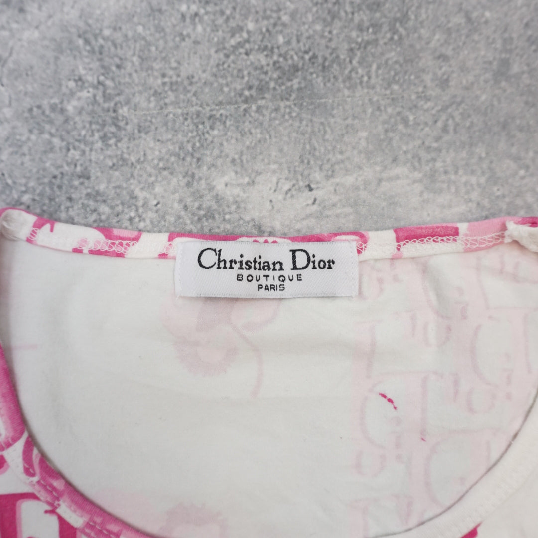 2000s Christian Dior Boutique Diorissimo Floral Monogram T-Shirt Top