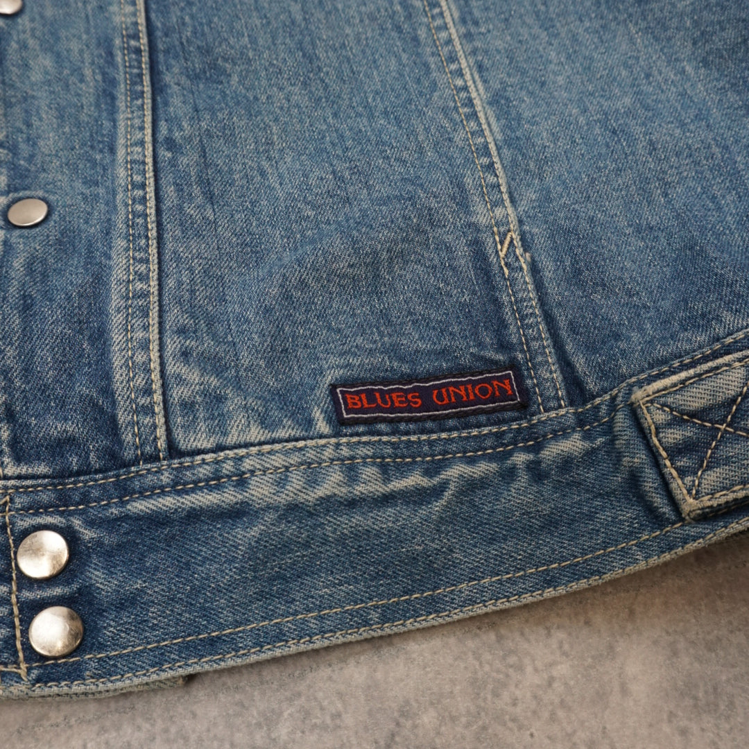 80s Blues Union Asymmetric Snap Denim Jacket