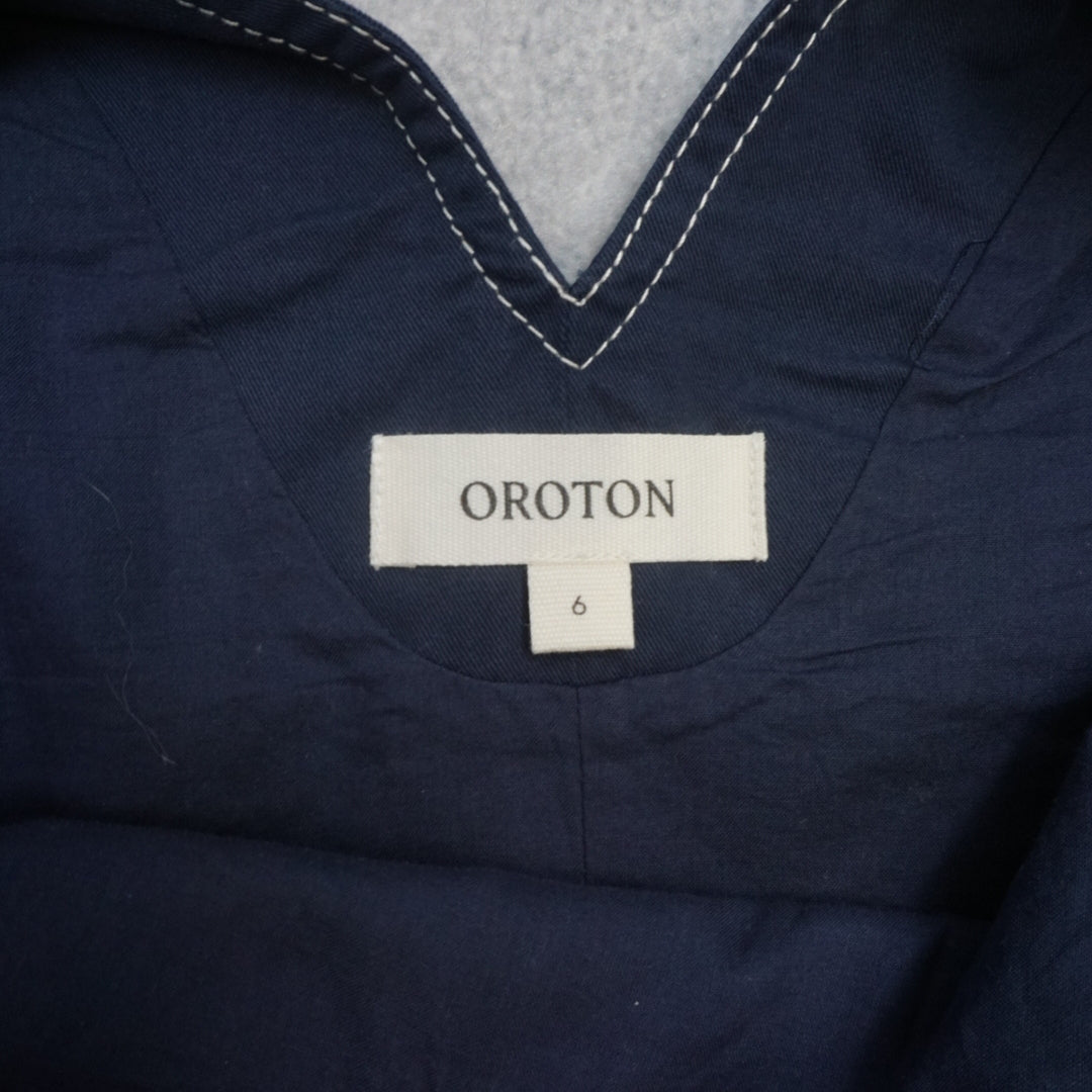 Oroton Tie Shoulder Contrast Stitch Dress Mini