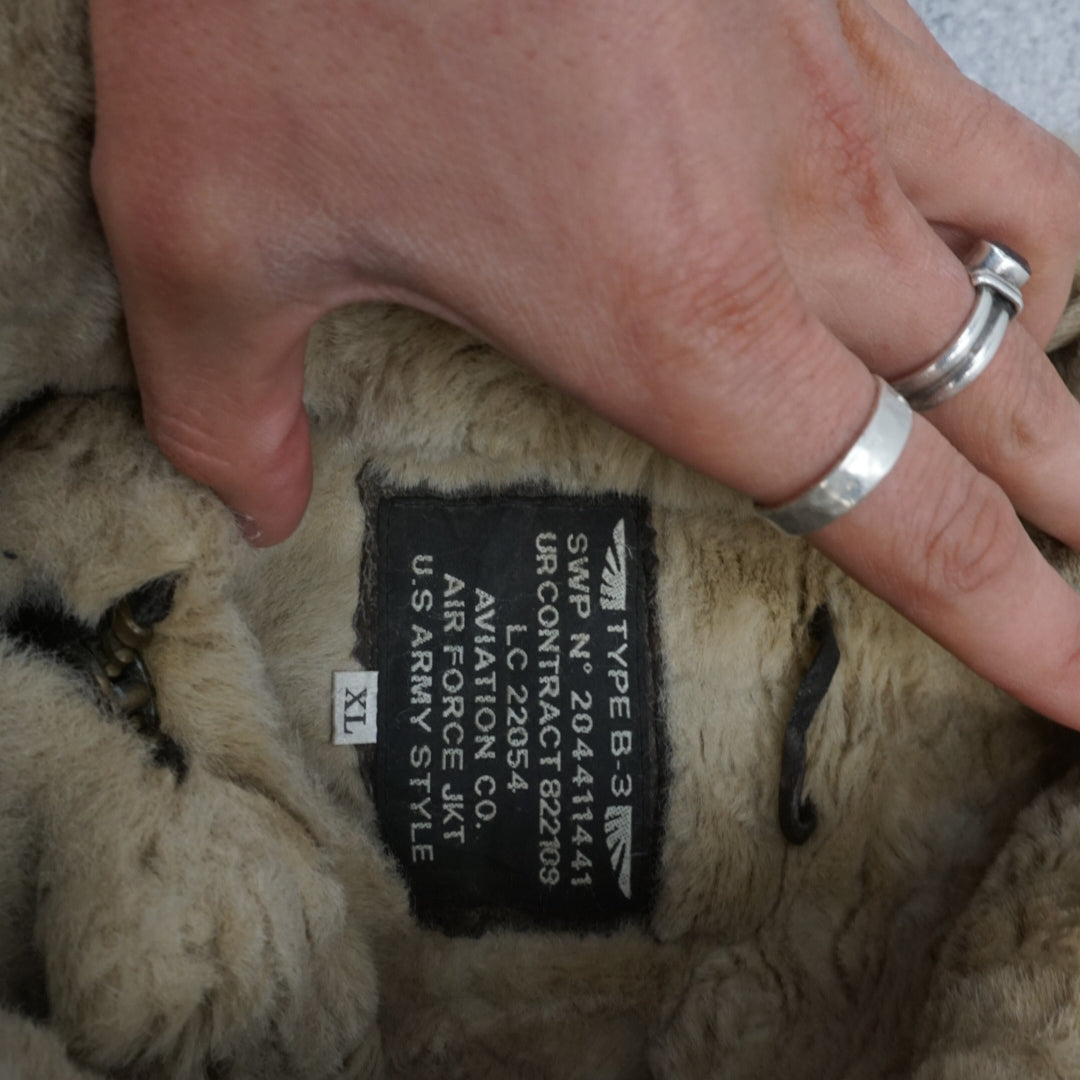90s Aviation Co. B-3 Shearling Aviator Leather Jacket