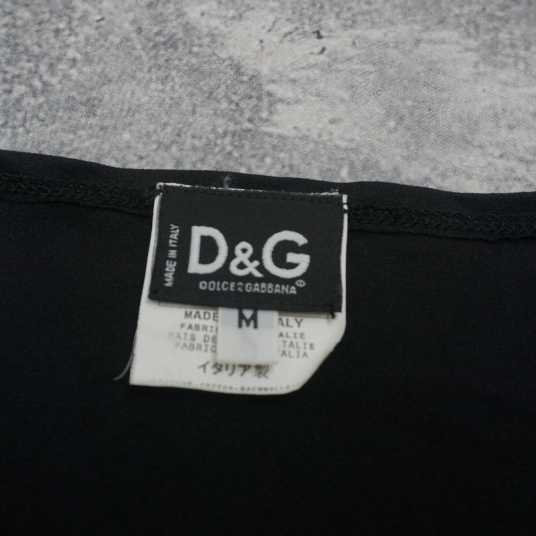 2000s D&G Black Glama Graphic Tank Top Top