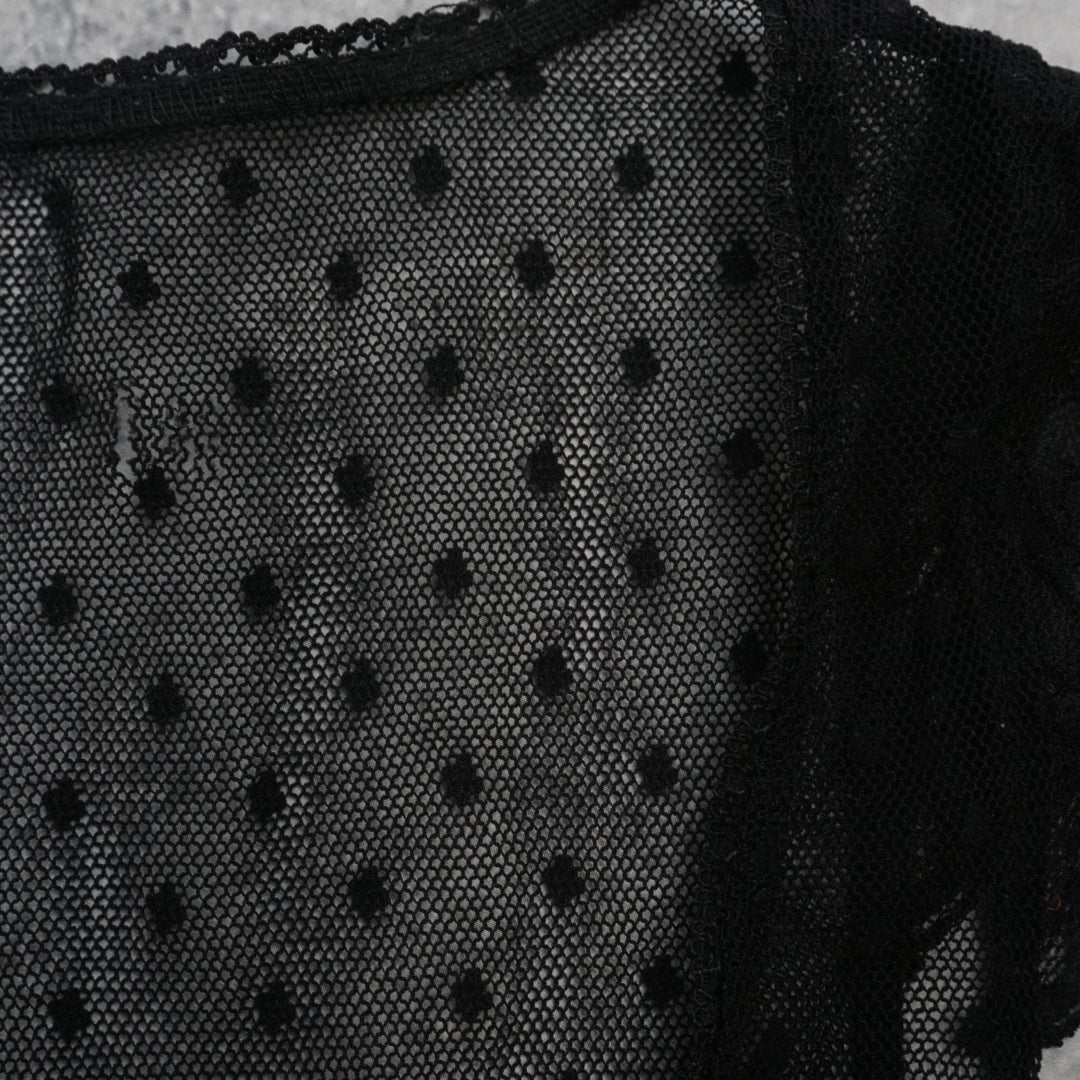 Unbranded Sheer Black Polka Dot Top