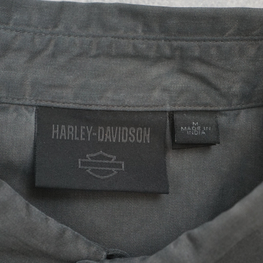 Harley Davidson Front Graphic Grey Button Up Shirt