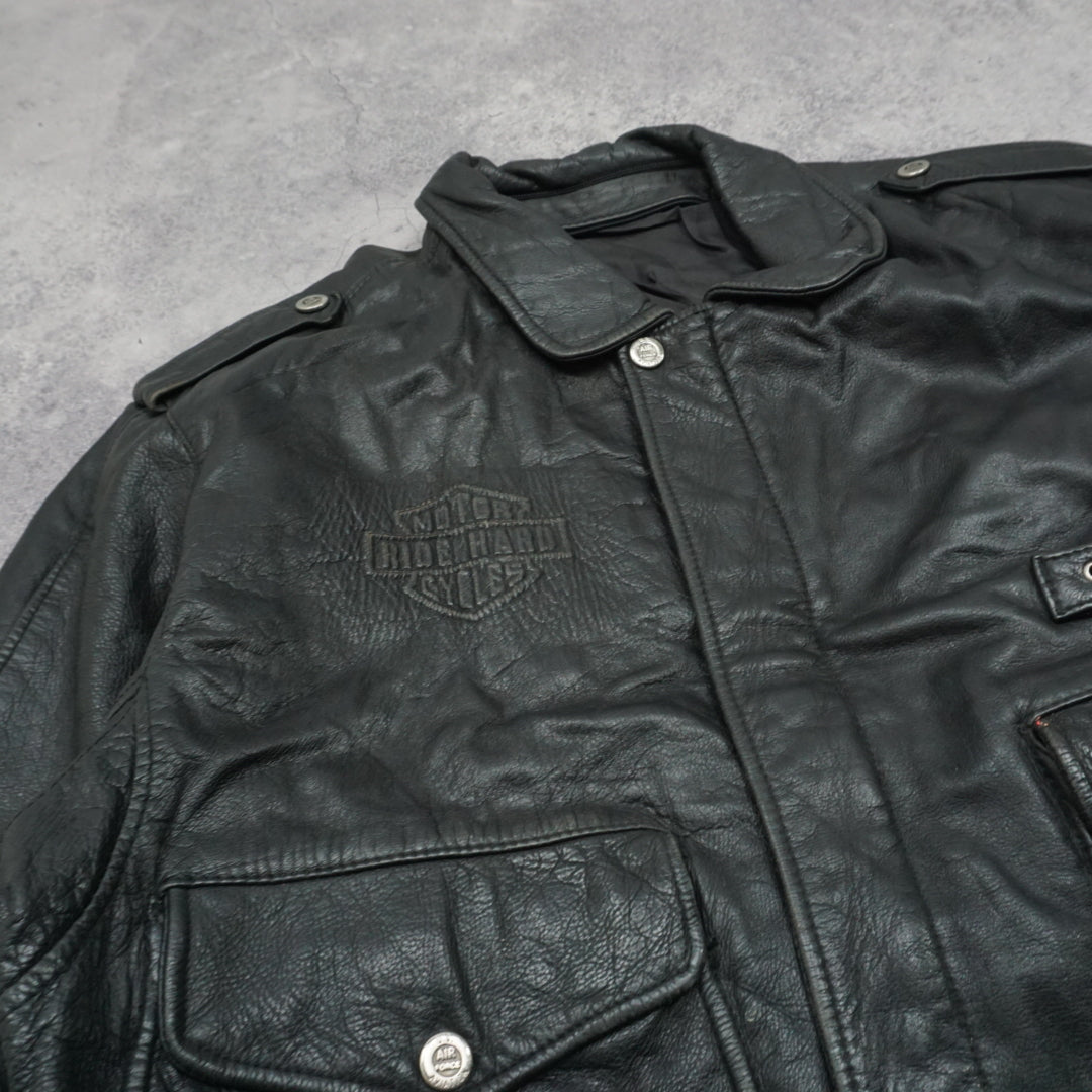 2000s Harley Davidson Aviator Leather Jacket