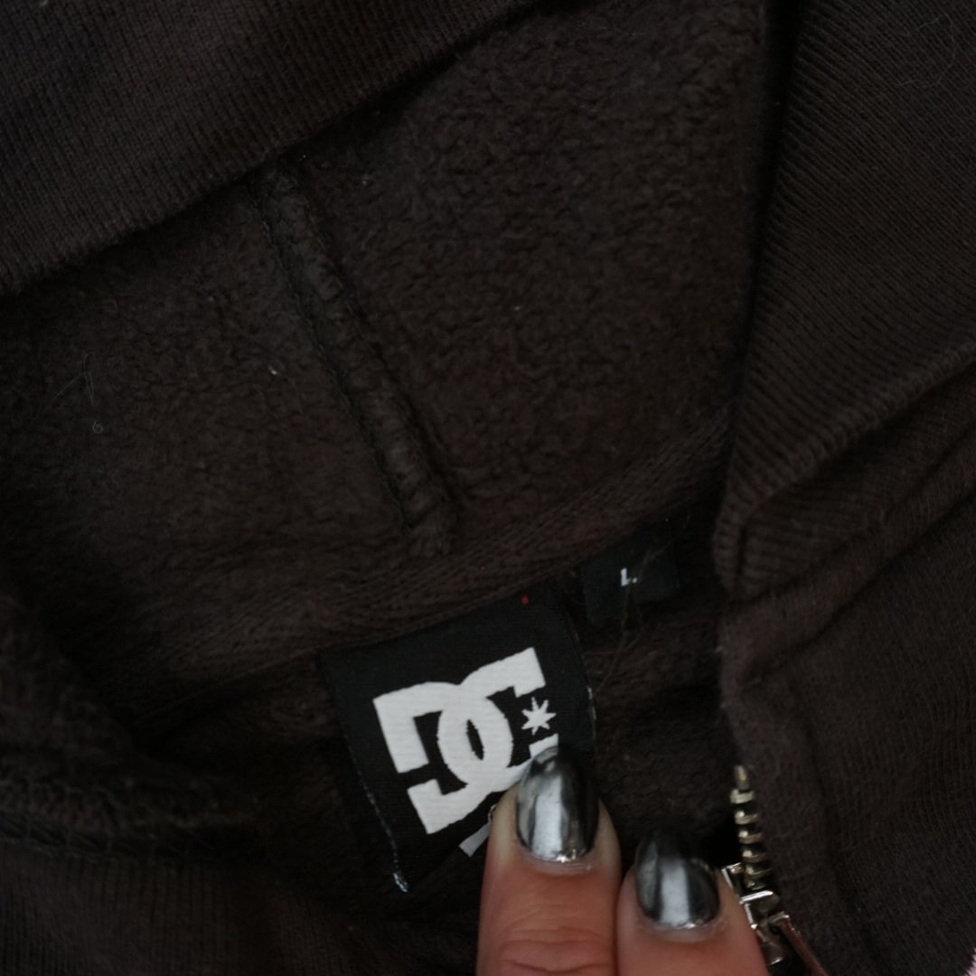 2000s DC Zip Up Embroidered Cropped Hoodie