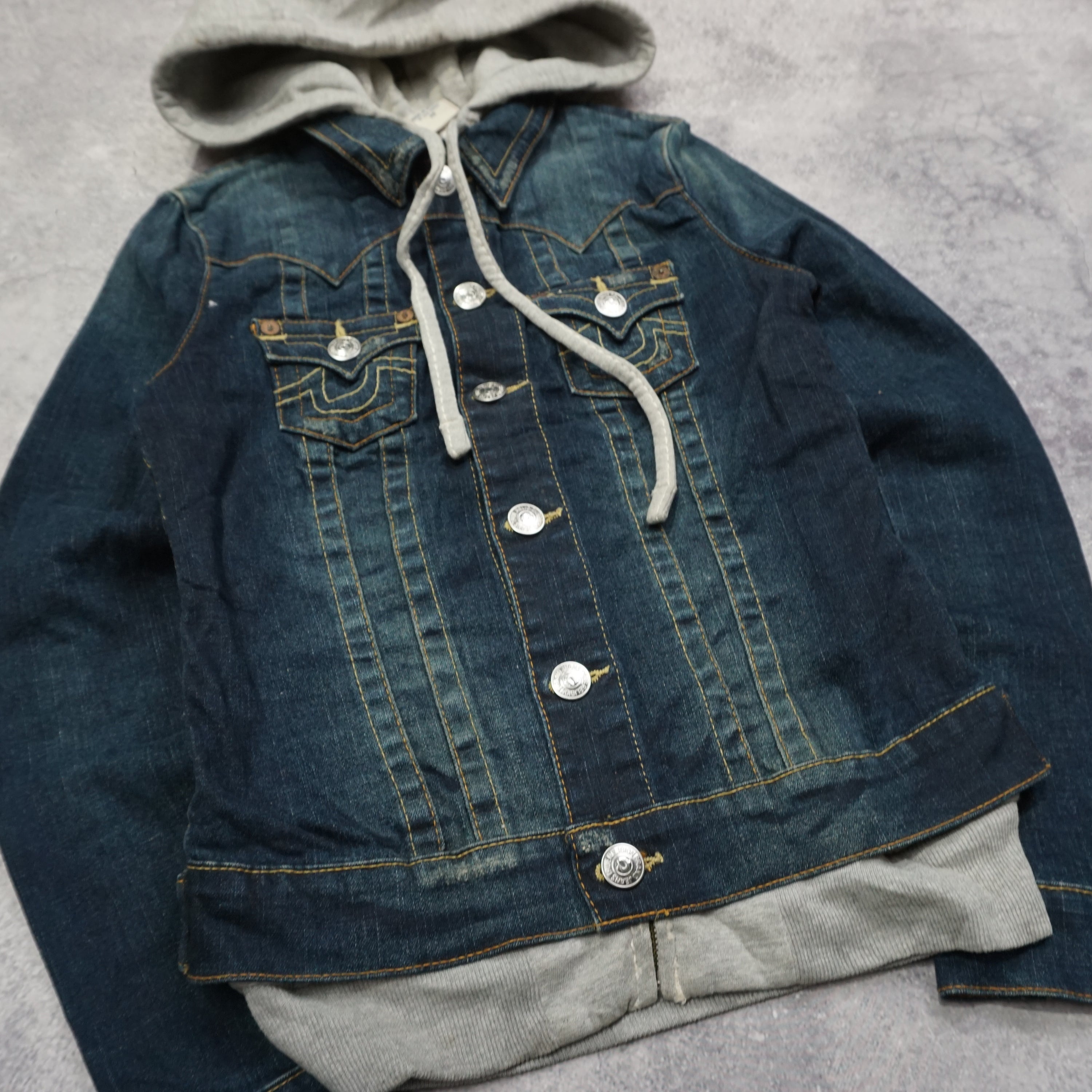 2000s True Religion Hooded Denim Jacket