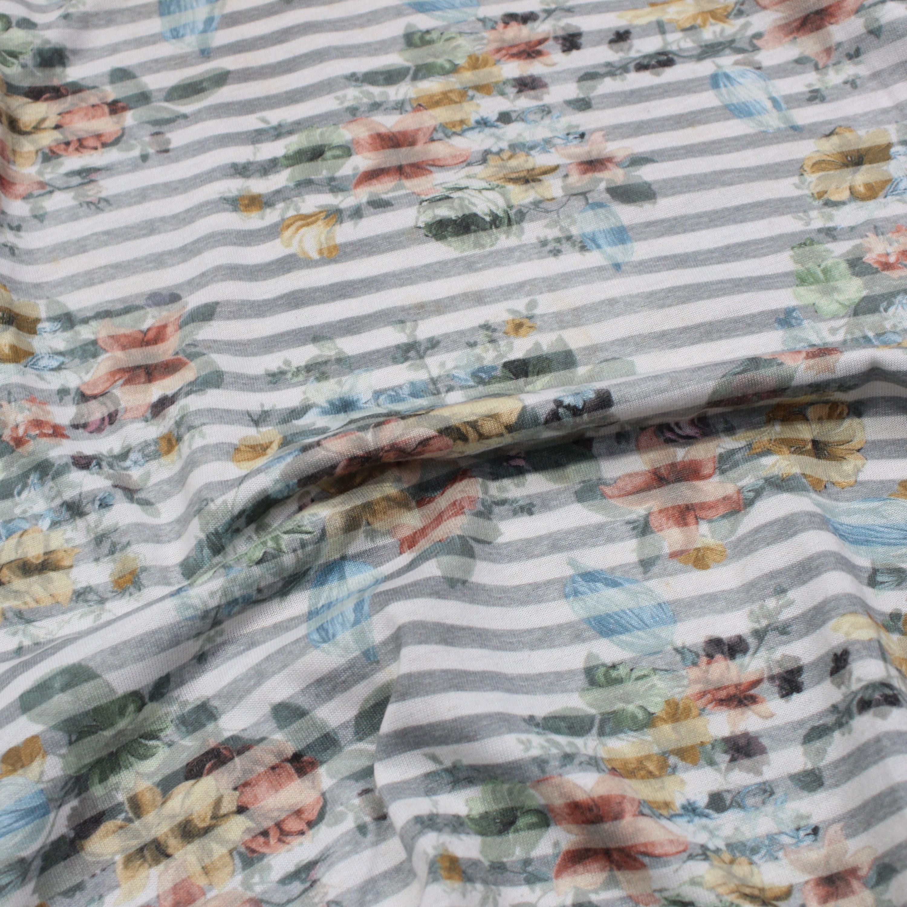 2000s Comme Ca Ism Striped Floral T-Shirt