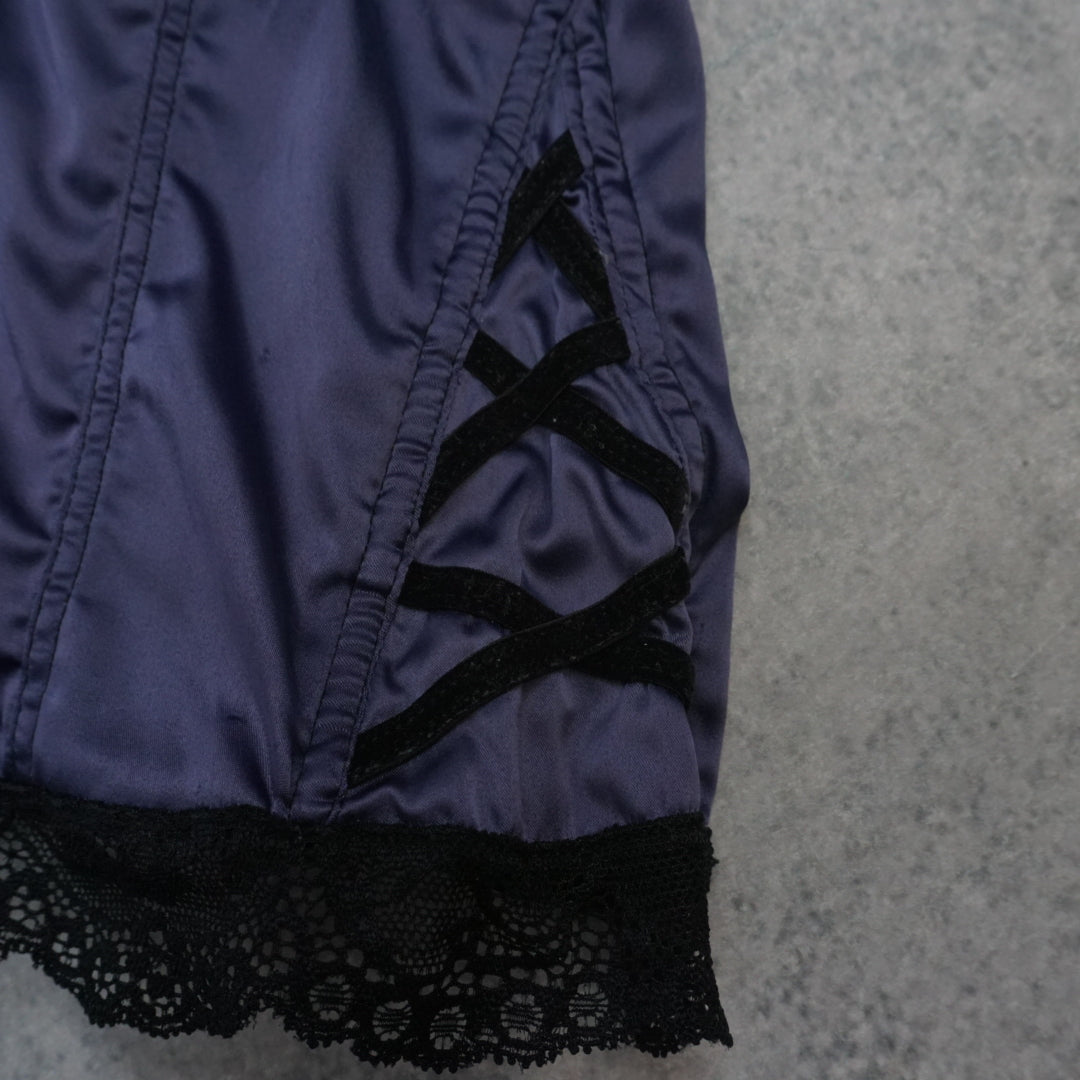 2000s Brigitte Bardot Satin Lace Corset Cami Top