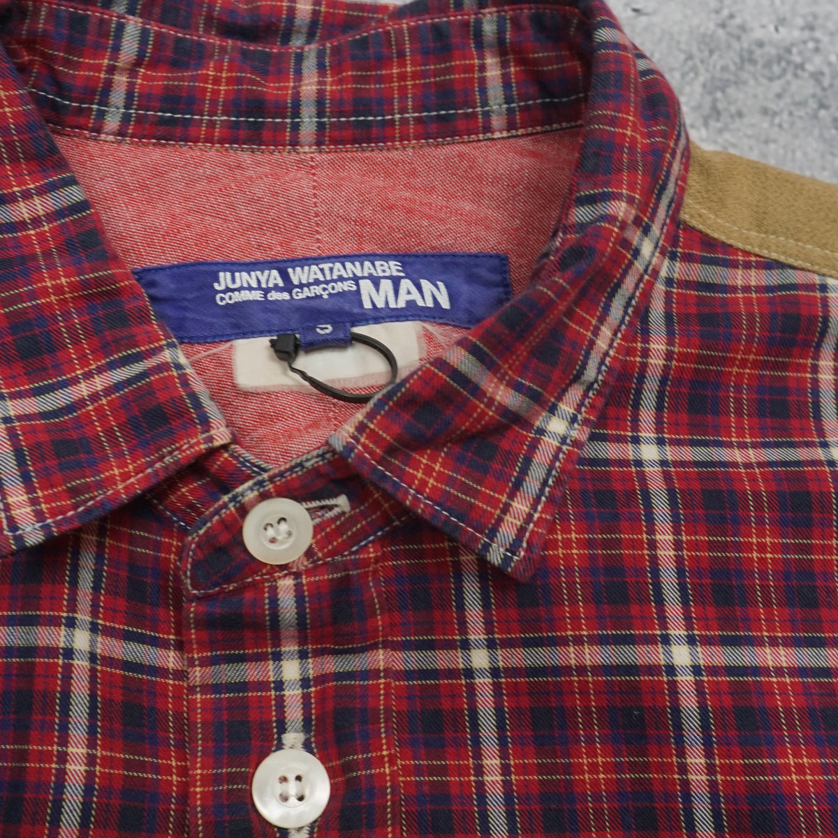 Junya Watanabe MAN Red Patchwork Button Up