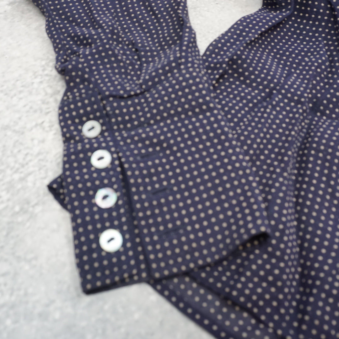Monsoon Navy Polka Dot Button Up