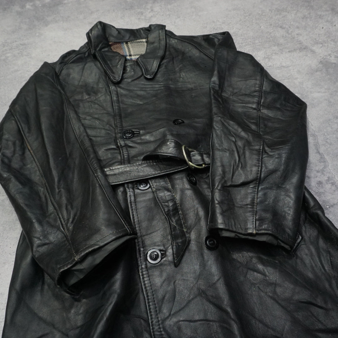 80s GVF Leather Trench Coat