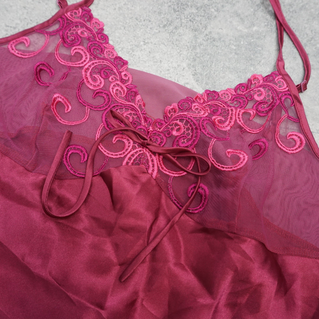 2000s Satin Lace Embroidered Cami Top