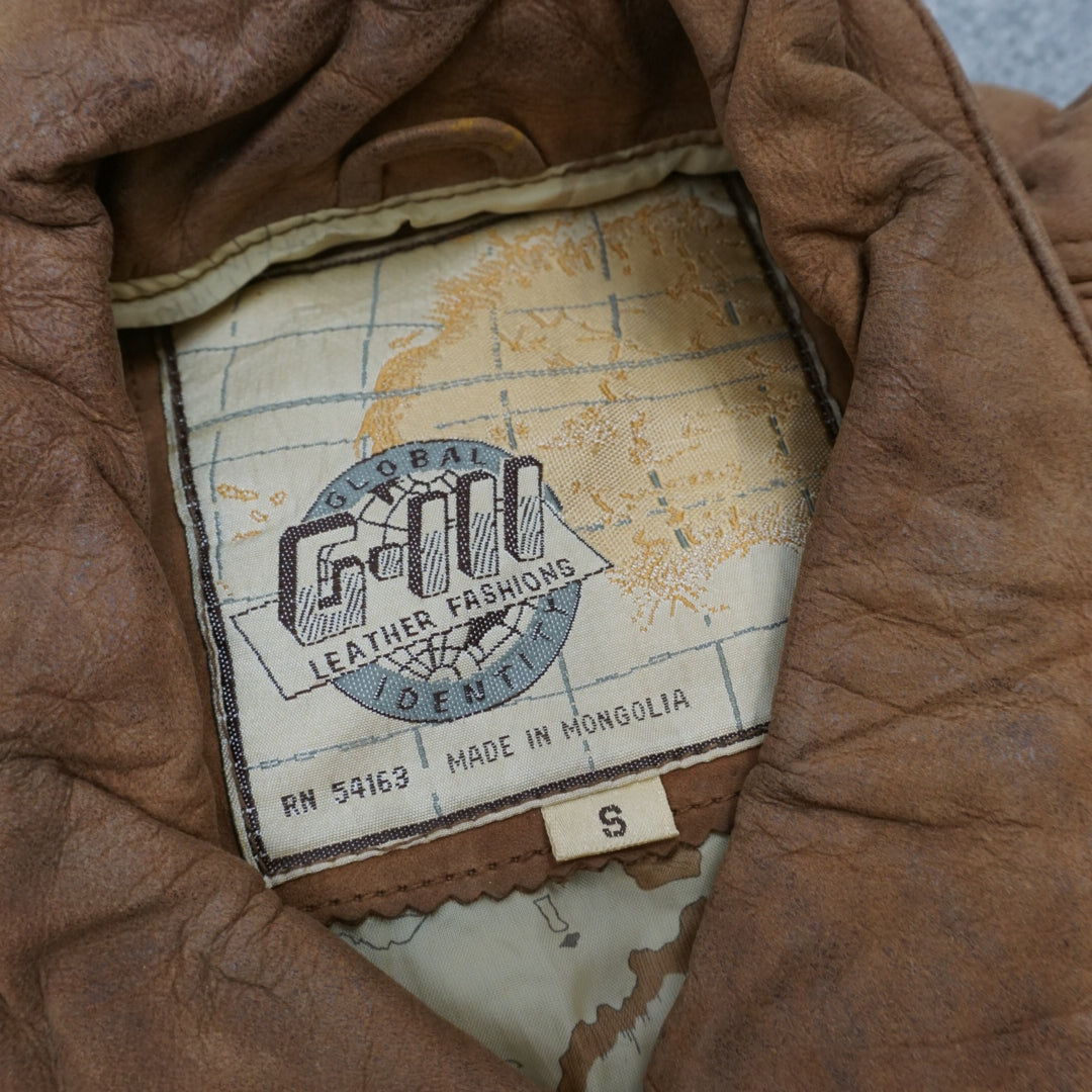 90s G-III Suede Flight Map Lined Leather Jacket Bomber
