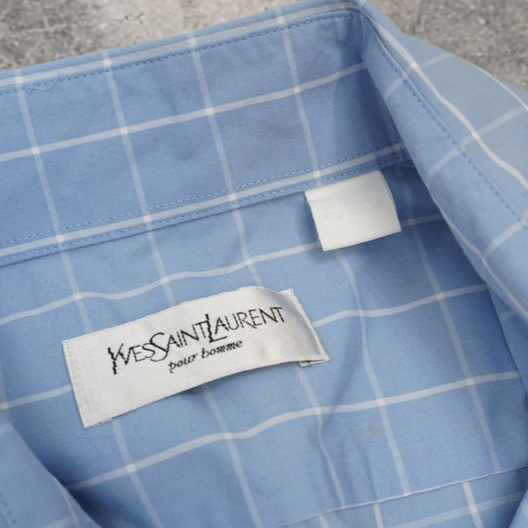 90s Yves Saint Laurent Pour Homme Check French Cuff Shirt