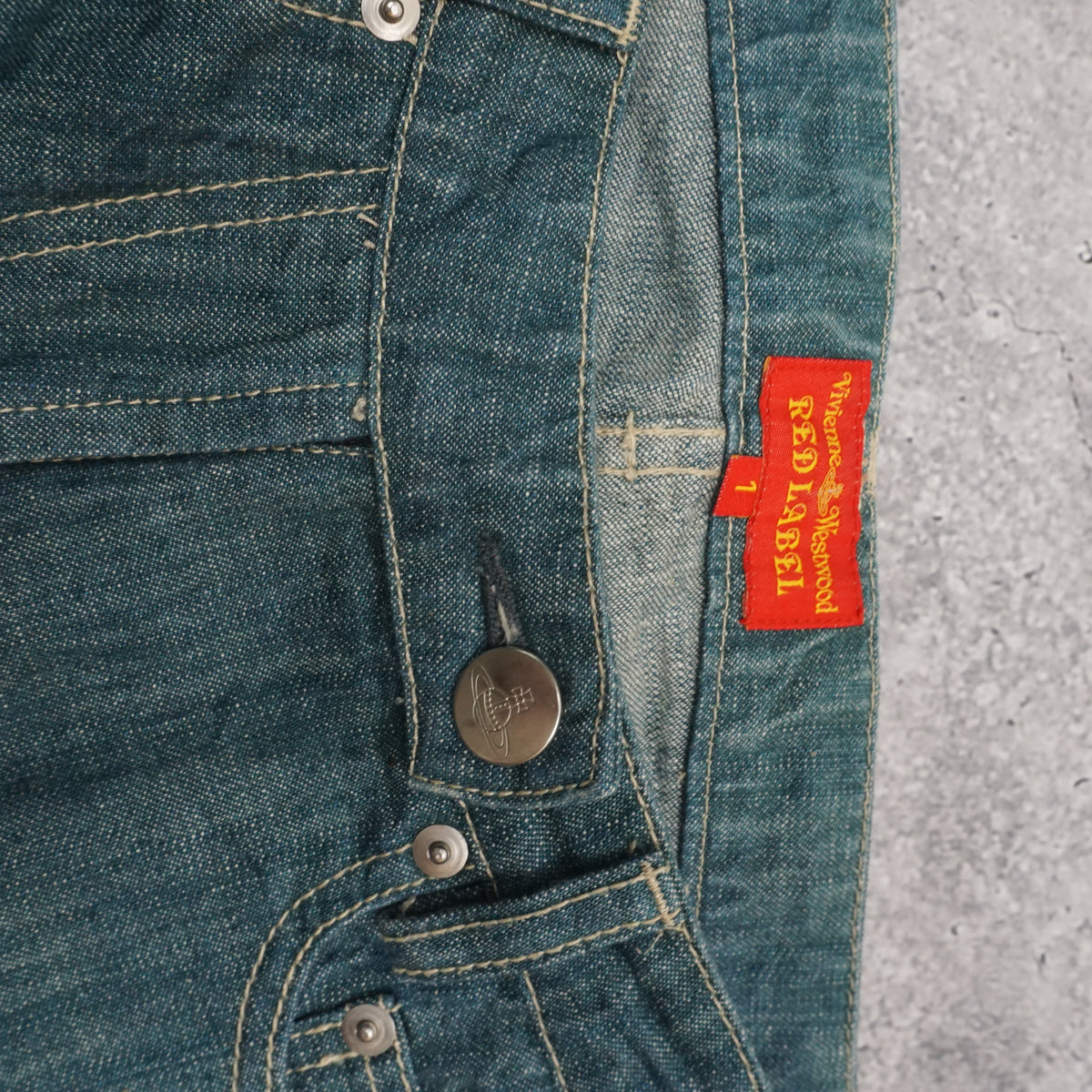 2000s Vivienne Westwood Red Label Orb Embroidered Cuffed Capri Jeans