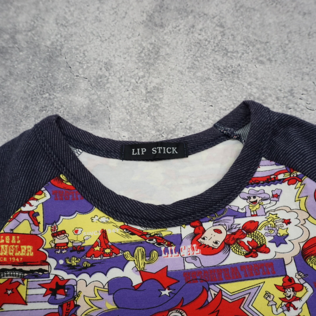 2000s Lip Stick Graphic Raglan T-Shirt