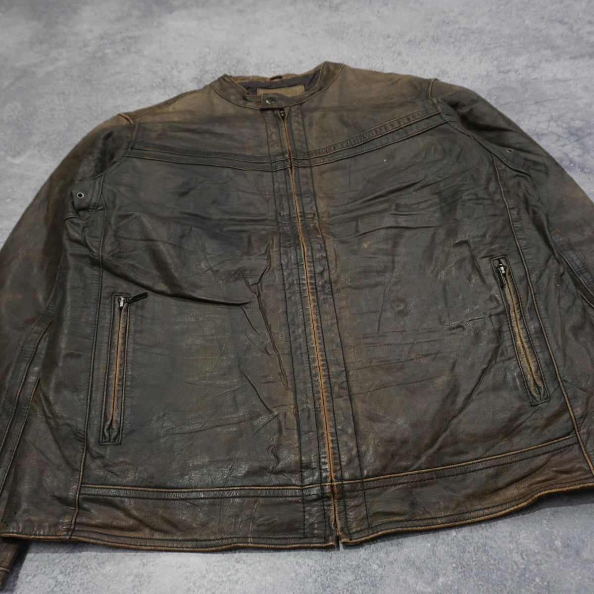 2000s Merona Racer Style Leather Jacket