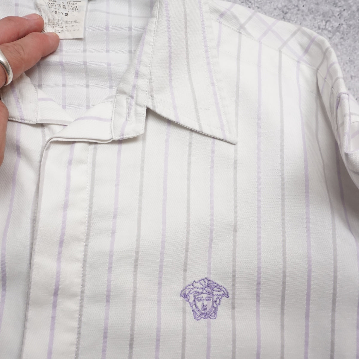 2000s Versace Stripe Button Up