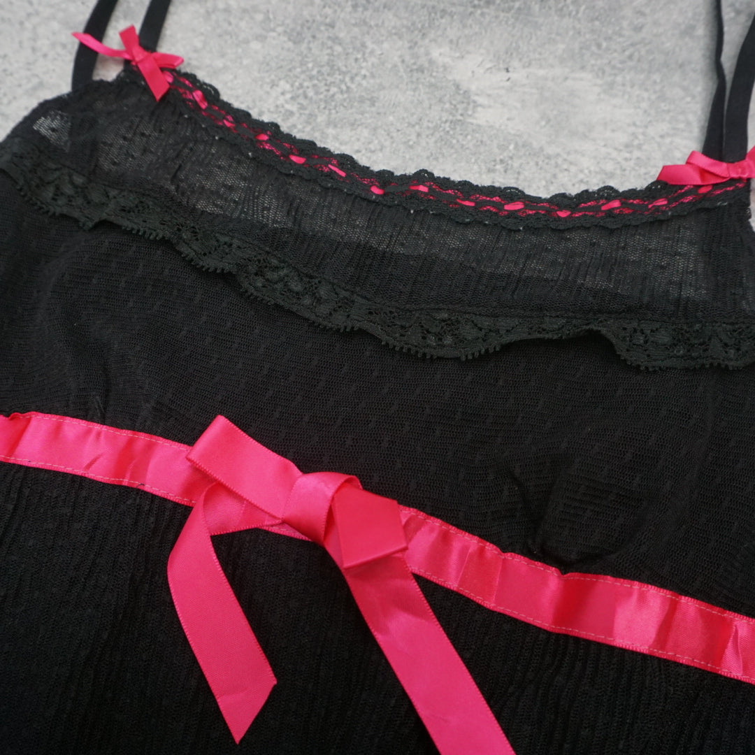 2000s Lace Ribbon Bow Cami Top