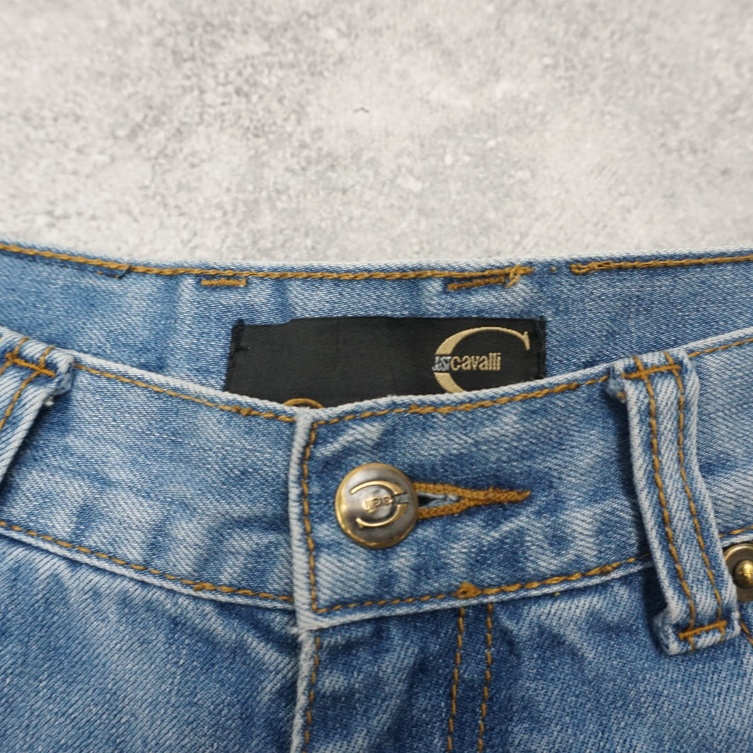 2000s just Cavalli Distressed Denim Shorts