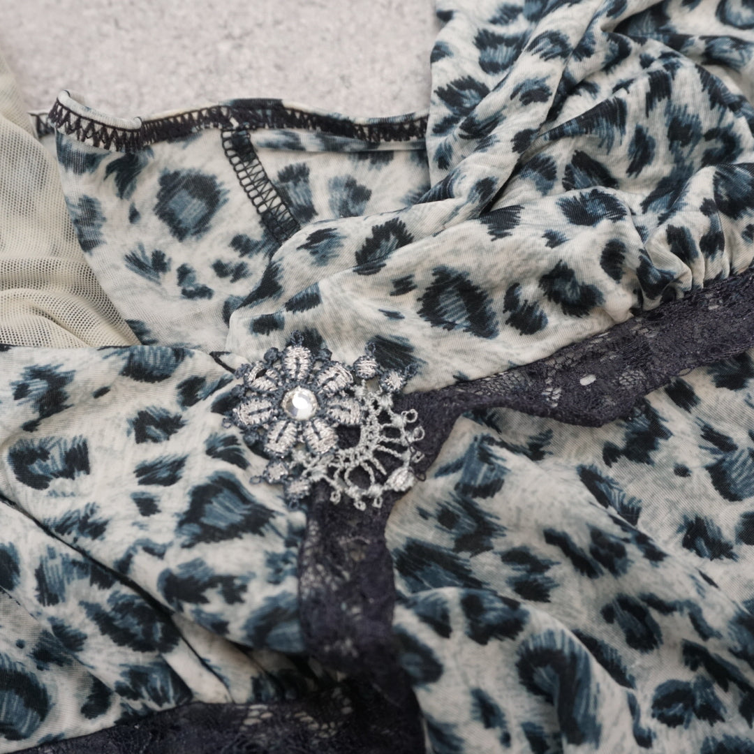 2000s Leopard Print Lace Cami Top
