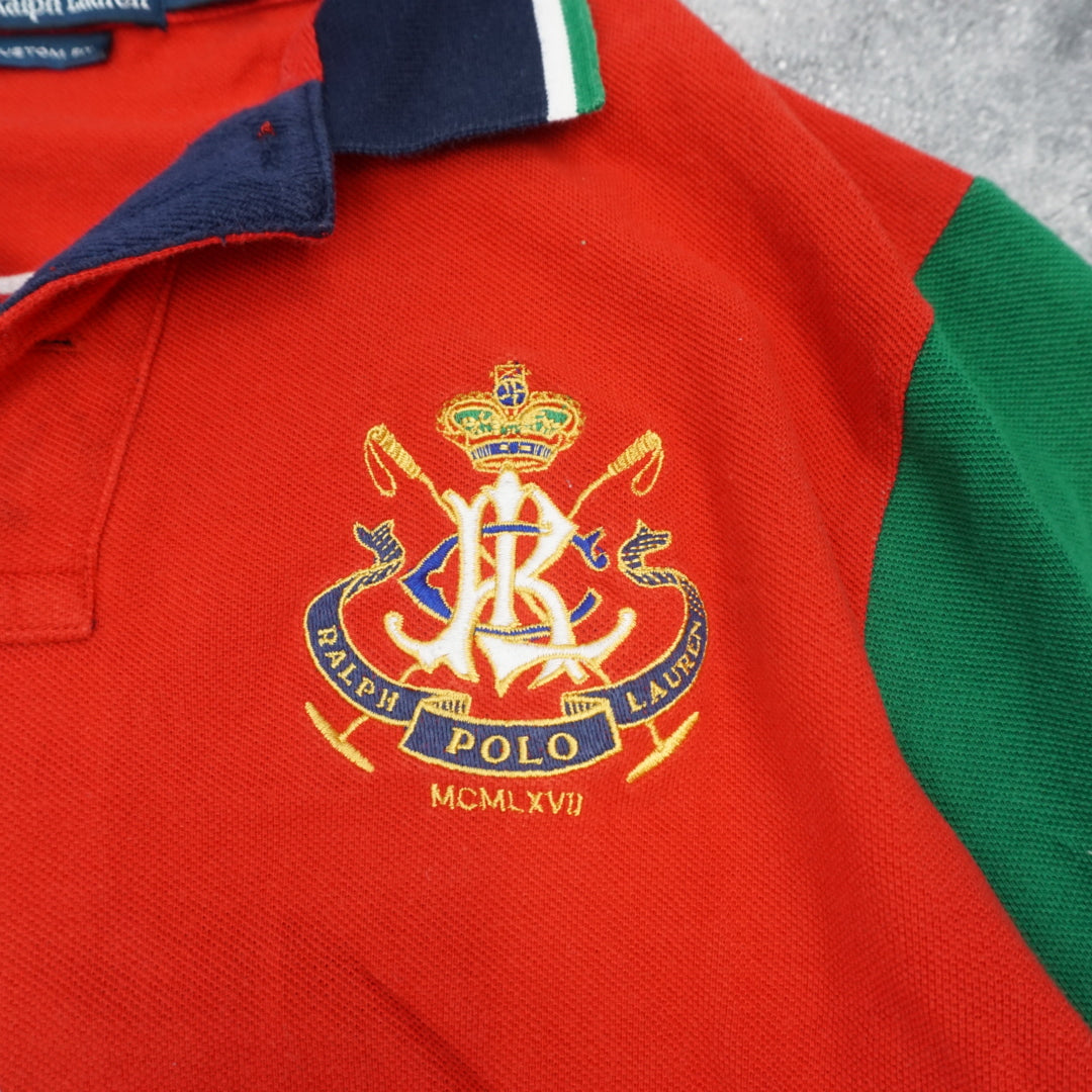 2000s Polo Ralph Lauren Custom Fit Colour Blocked Polo