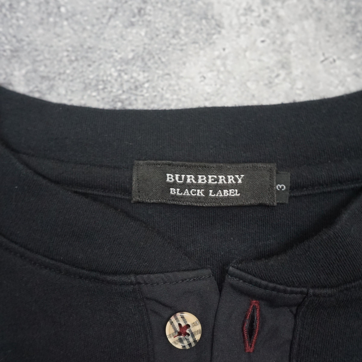 2000s Burberry Black label Black Long Sleeve Embroidered Logo Polo Henley