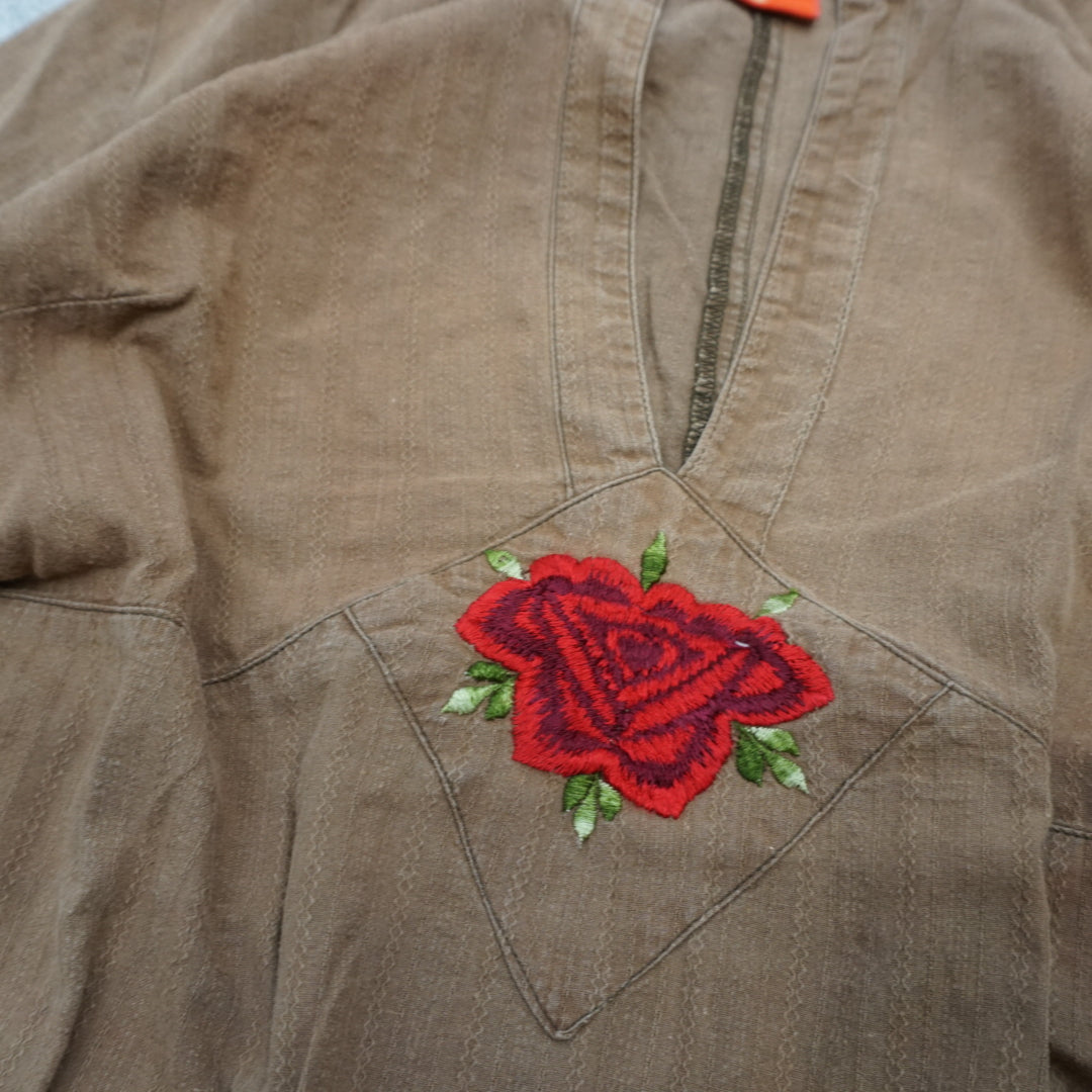 2000s Monbasa Embroidered Floral Top