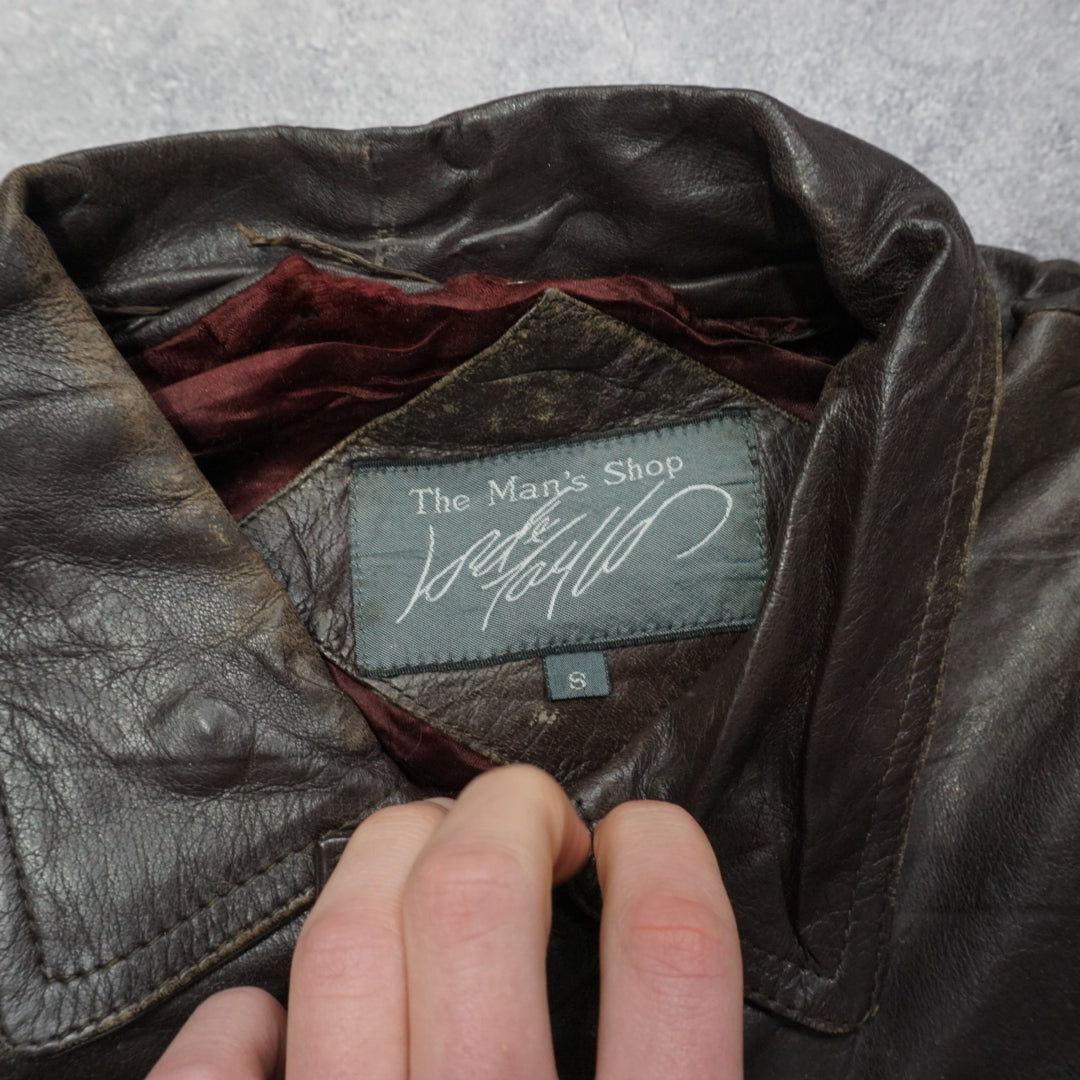 90s The Man's Shop Aviator Leather Jacket