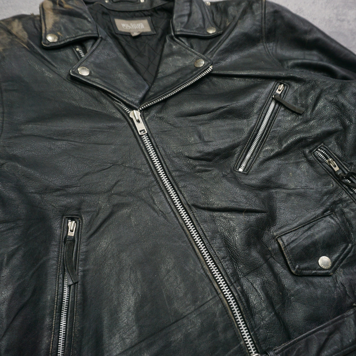 2000s Wilsons Leather Biker Leather Jacket