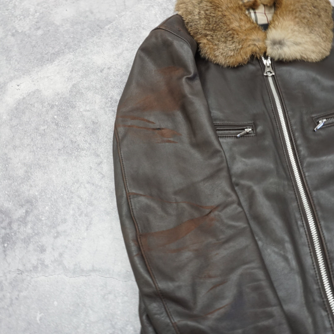 2000s Burberry Black Label Leather Jacket