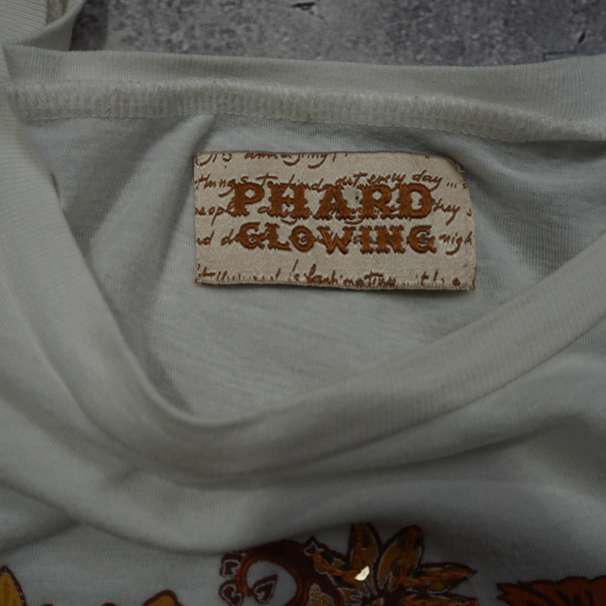 2000s Phard Clowing Graphic Orange Floral T-Shirt