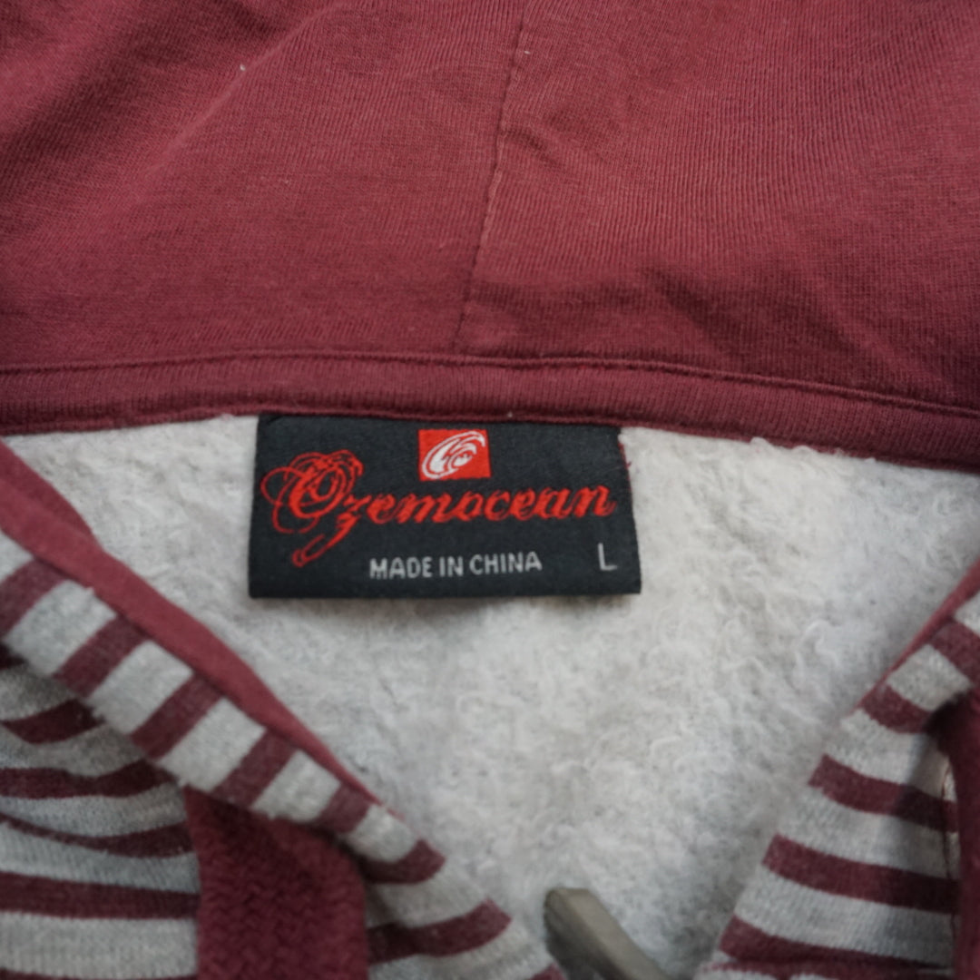 2000s Ozemocean Striped Zip Up Hoodie