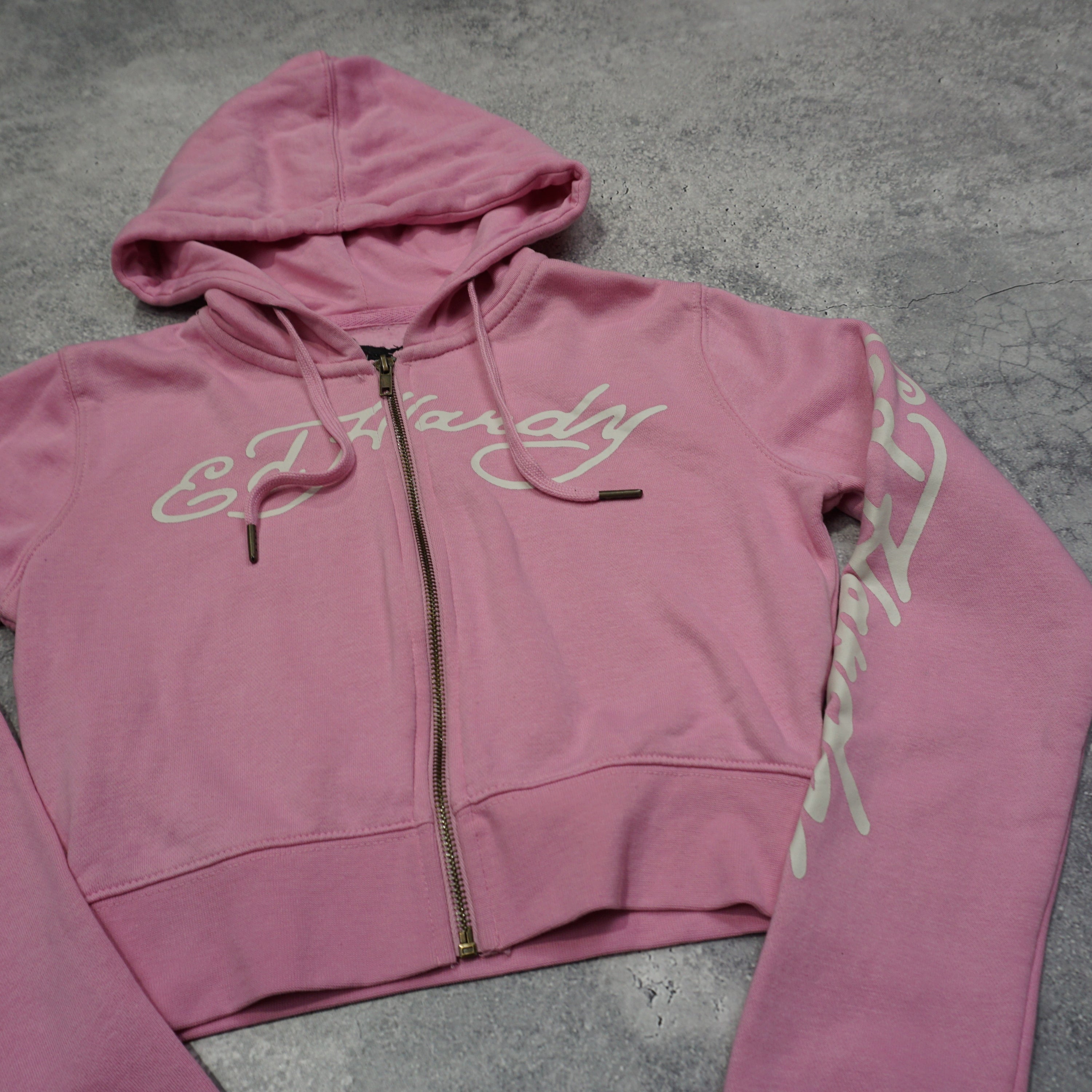 Ed Hardy Zip Up Cropped Hoodie