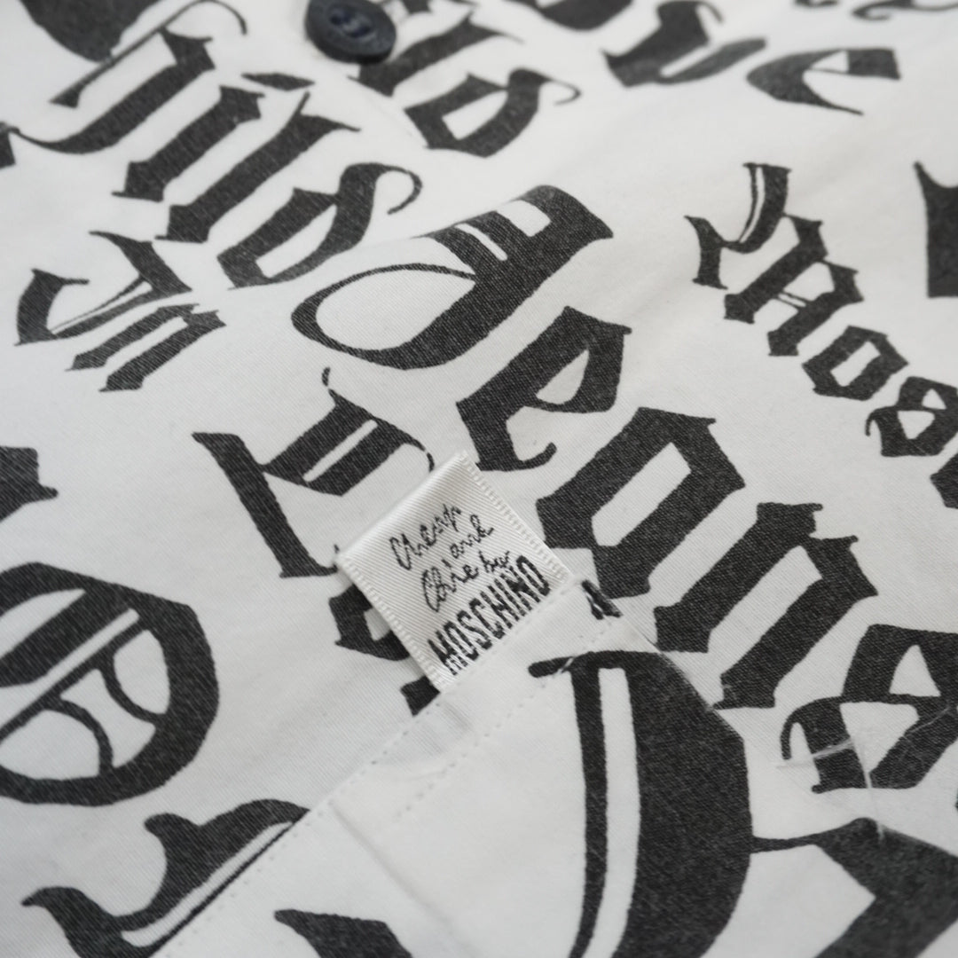 90s Moschino Jeans Text Print Button Up Shirt