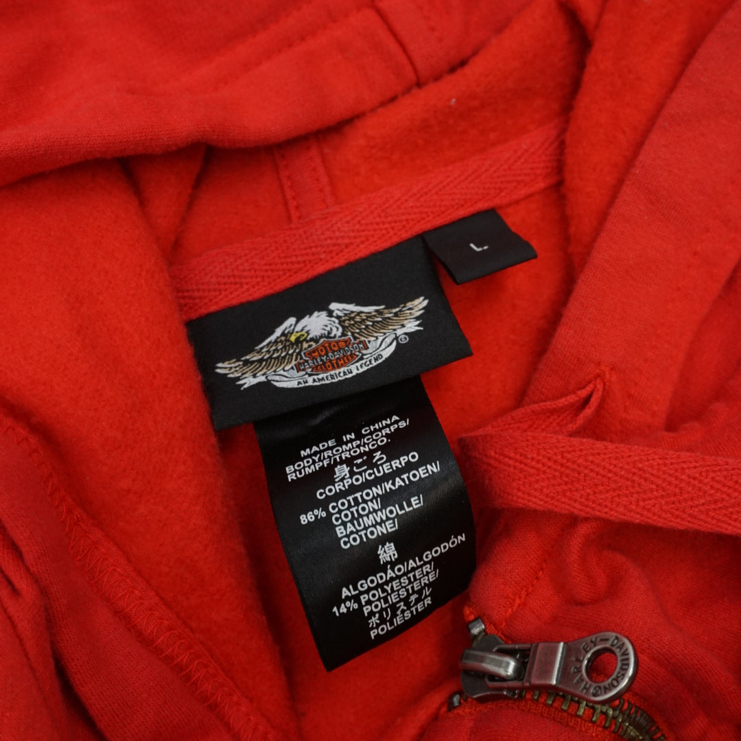2000s Harley Davidson Rhinestone Rose Flame Graphic Hoodie