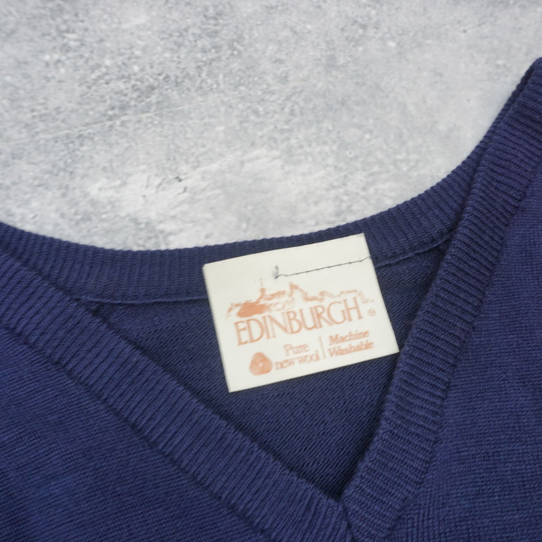 80s Edinburgh V-Neck Wool Sweater
